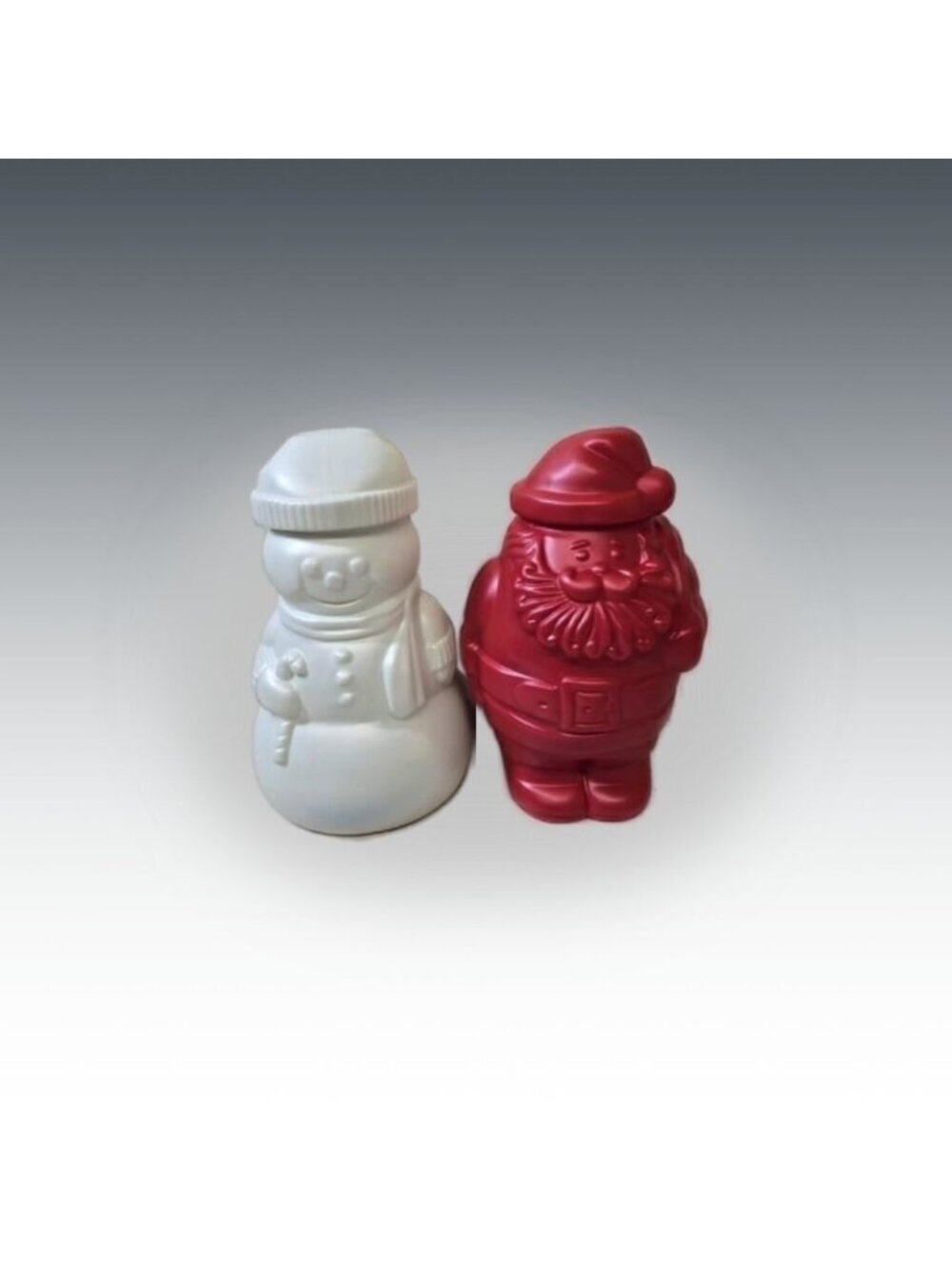 PackerWare Christmas Santa and Snowman Plastic Candy Jars Set
